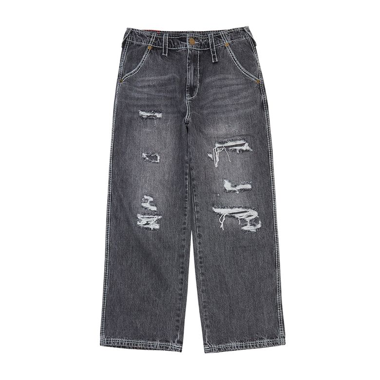 SURVIVAL DAMAGED DENIM PANTS_WASHED GREY