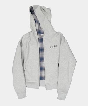 리버시블 플란넬 체크 후드 집업 [블루]