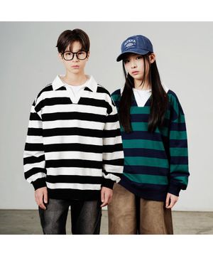 주니어 스트라이프 카라 티셔츠