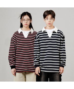 주니어 클래식 스트라이프 카라 티셔츠