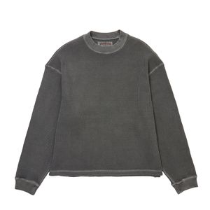 WAFFLE LONG SLEEVE_CHARCOAL GREY