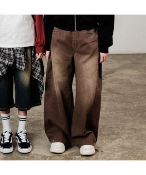 주니어 밑단 스냅 워싱 코튼 팬츠