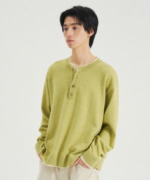 레이어드 헨리넥 니트 [페어그린]