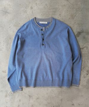 레이어드 헨리넥 니트 [스카이블루]