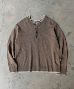 레이어드 헨리넥 니트 [브라운]