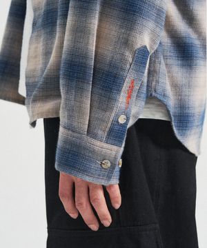 플란넬 커프 체크 셔츠 [블루]