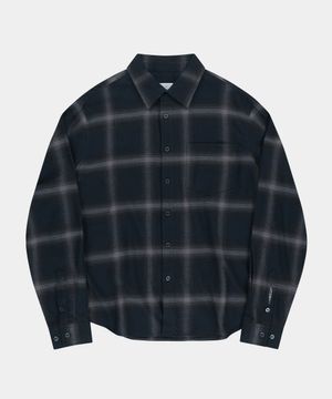 플란넬 커프 체크 셔츠 [다크 네이비]
