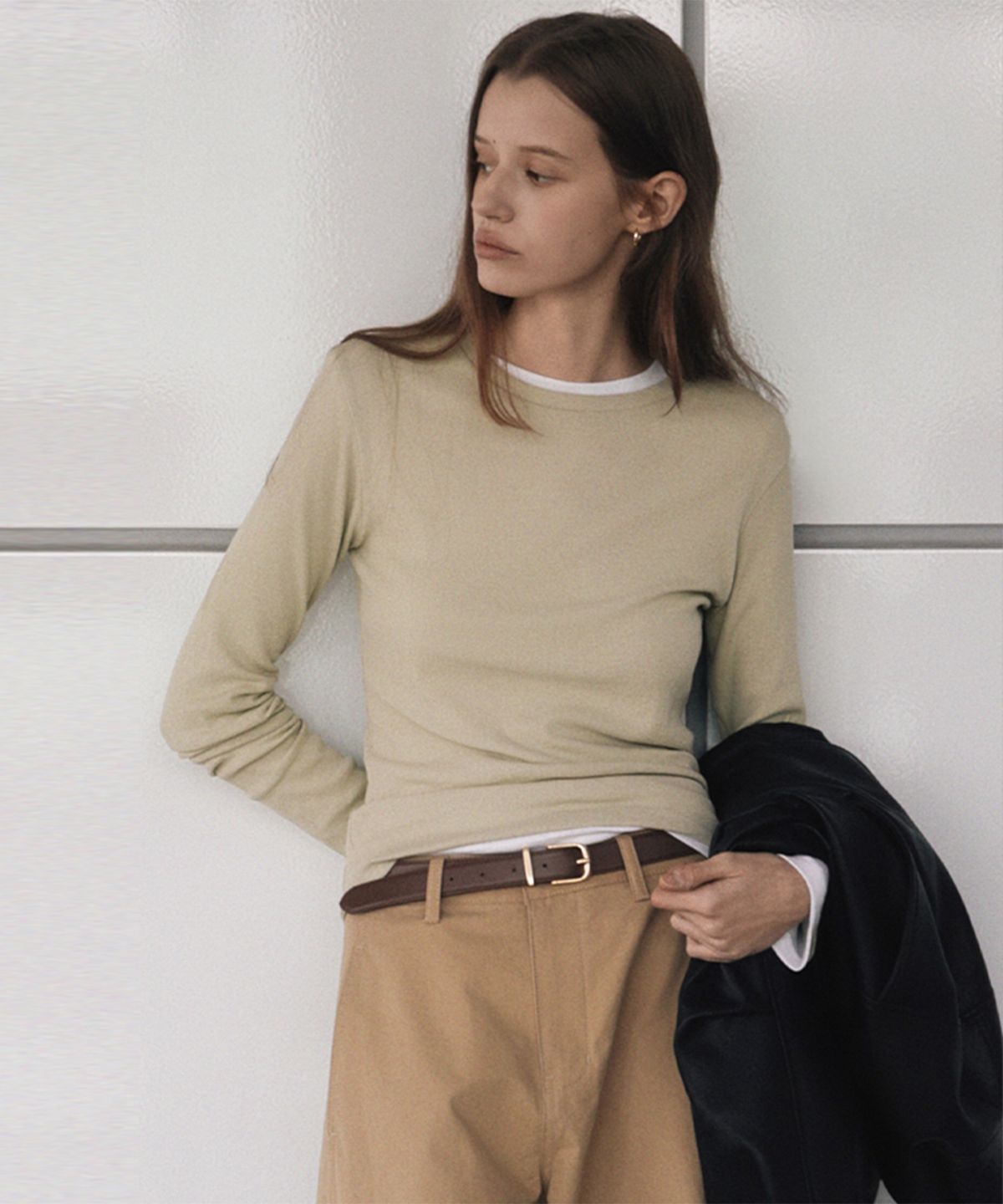 퀸스래빗(Q'SRB) Sophie Long Sleeve Round Neck T-Shirt