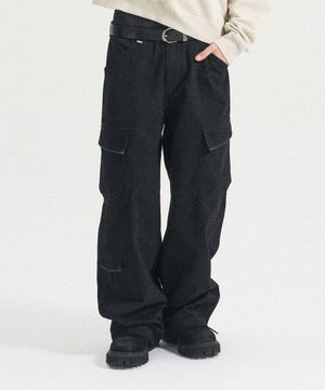 오블리크 포켓 카고 팬츠 [블랙]