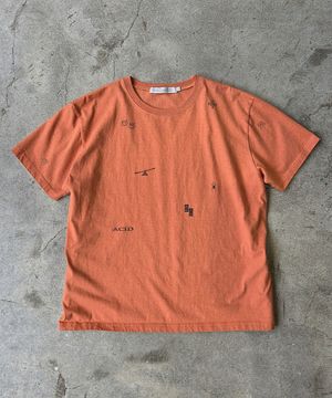 워시드 스탬프 반팔 티셔츠 [오렌지]