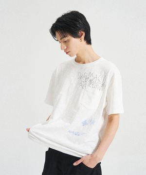 포켓 노트 슬럽 반팔 티셔츠 [화이트]