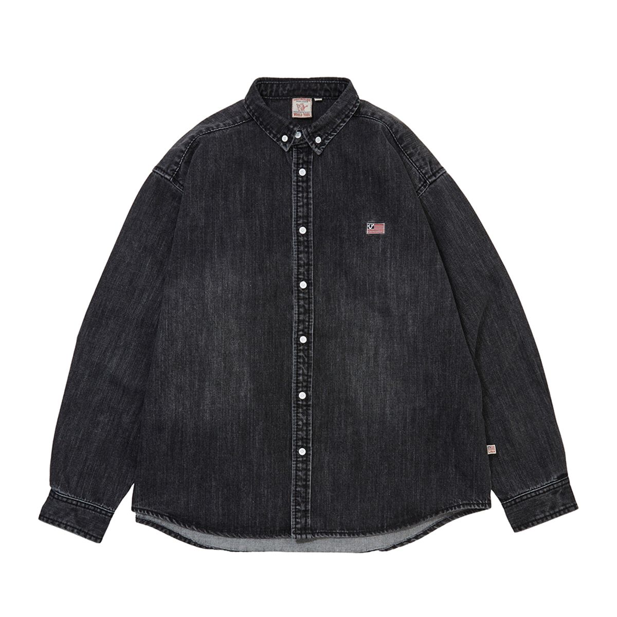 트루릴리젼(TRUERELIGION) WIDE DENIM SHIRTS_WASHED BLACK
