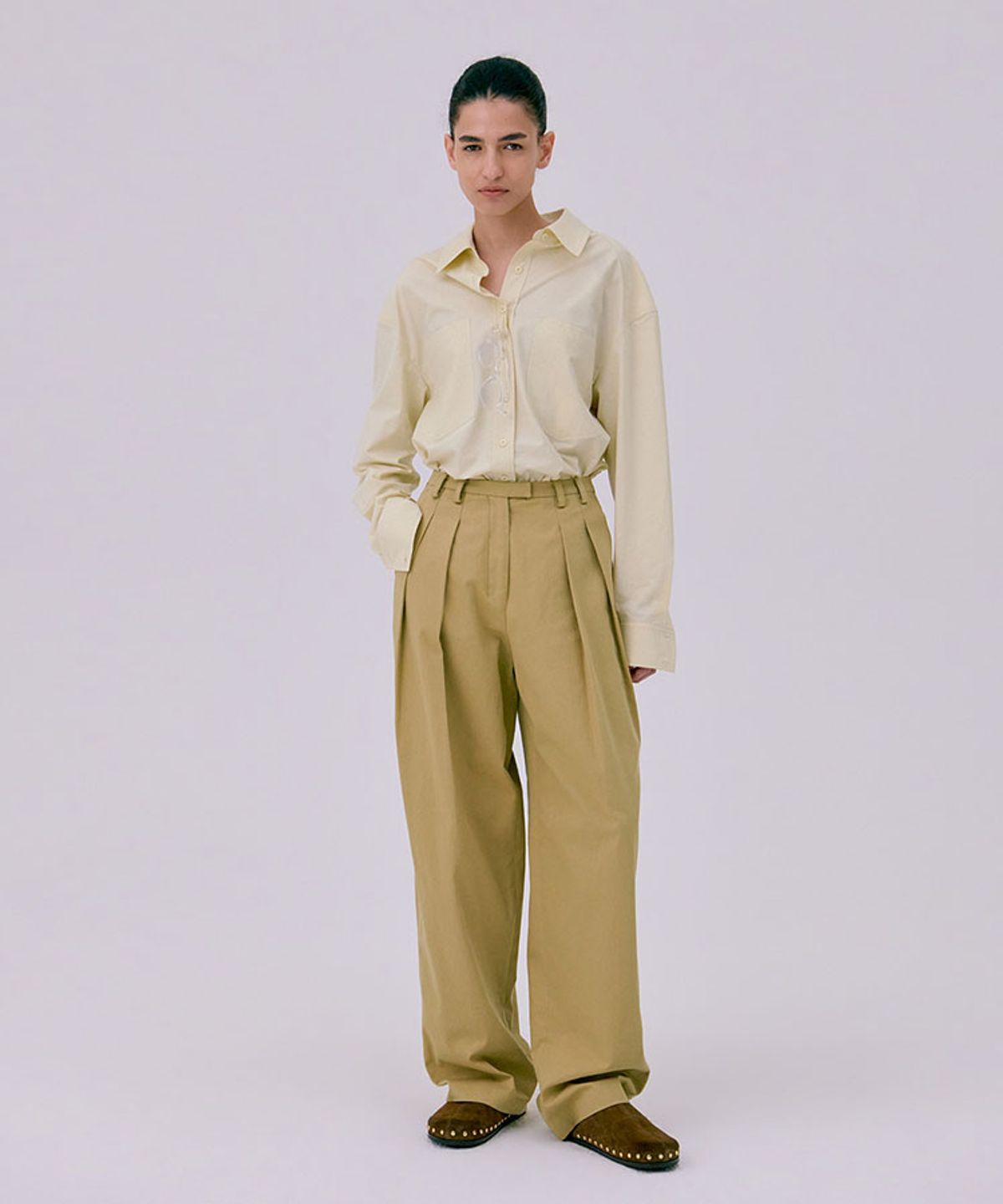 분더캄머(WNDERKAMMER) 26 Zigzag Wide Pants_Beige(26 지그재그 와이드 팬츠_베이지