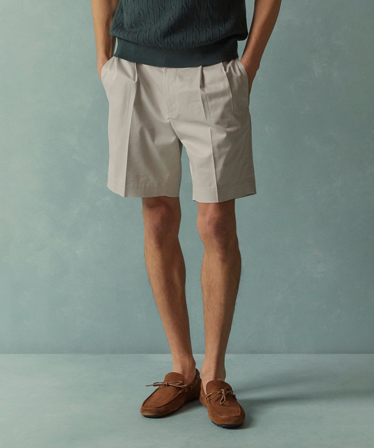 브룩스 브라더스(BROOKS BROTHERS) 플리츠 라이트웨이트 어드밴티지 쇼츠 (스톤) (BBPSMMZ502)