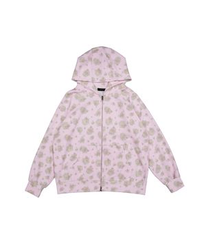 플라워 와플 후디 집업 (핑크)