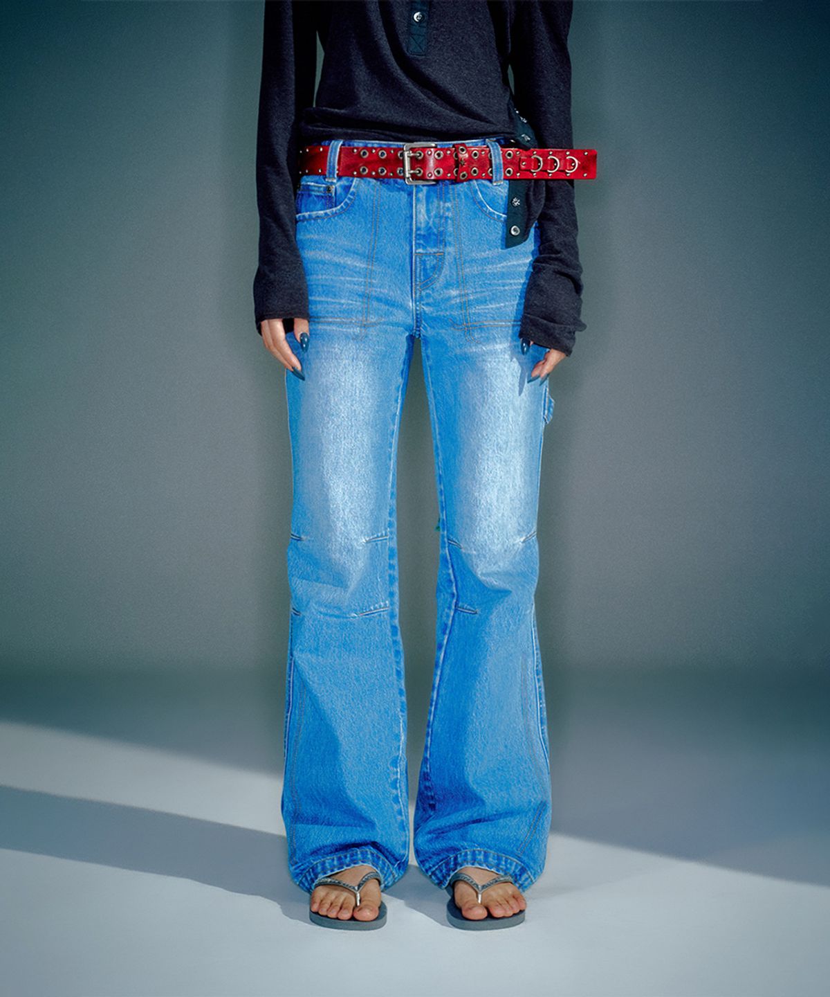 베이컨트 아카이브(VACANT ARCHIVE) (WOMEN) NOEL DENIM WORK-PANTS BLUE