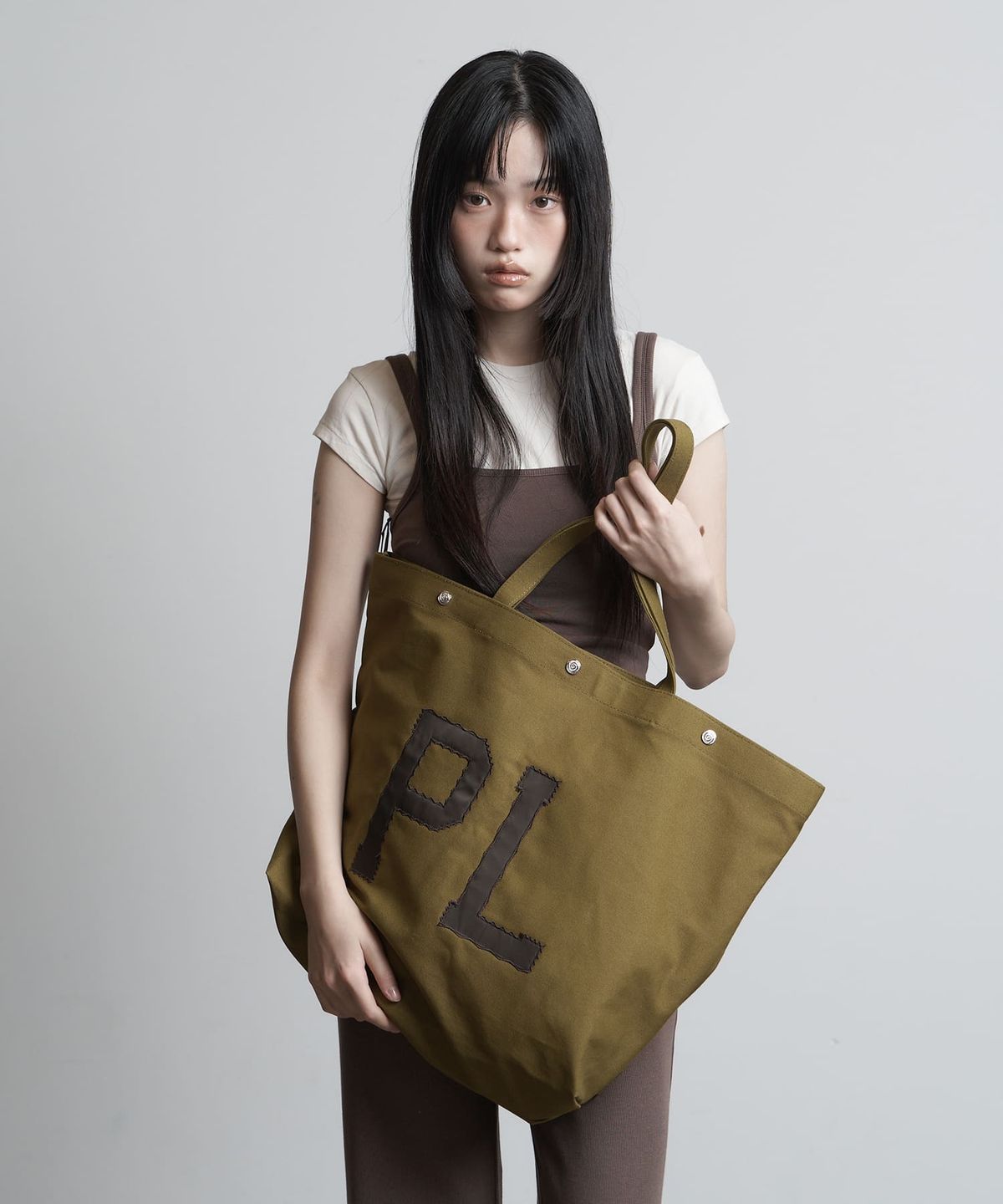 피넛루프(PEANUT LOOP) PL Applique Canvas bag Olive green