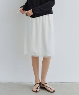 Satin lace midi skirt