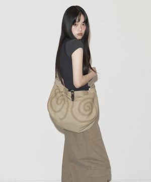Spiral Canvas cross bag Beige
