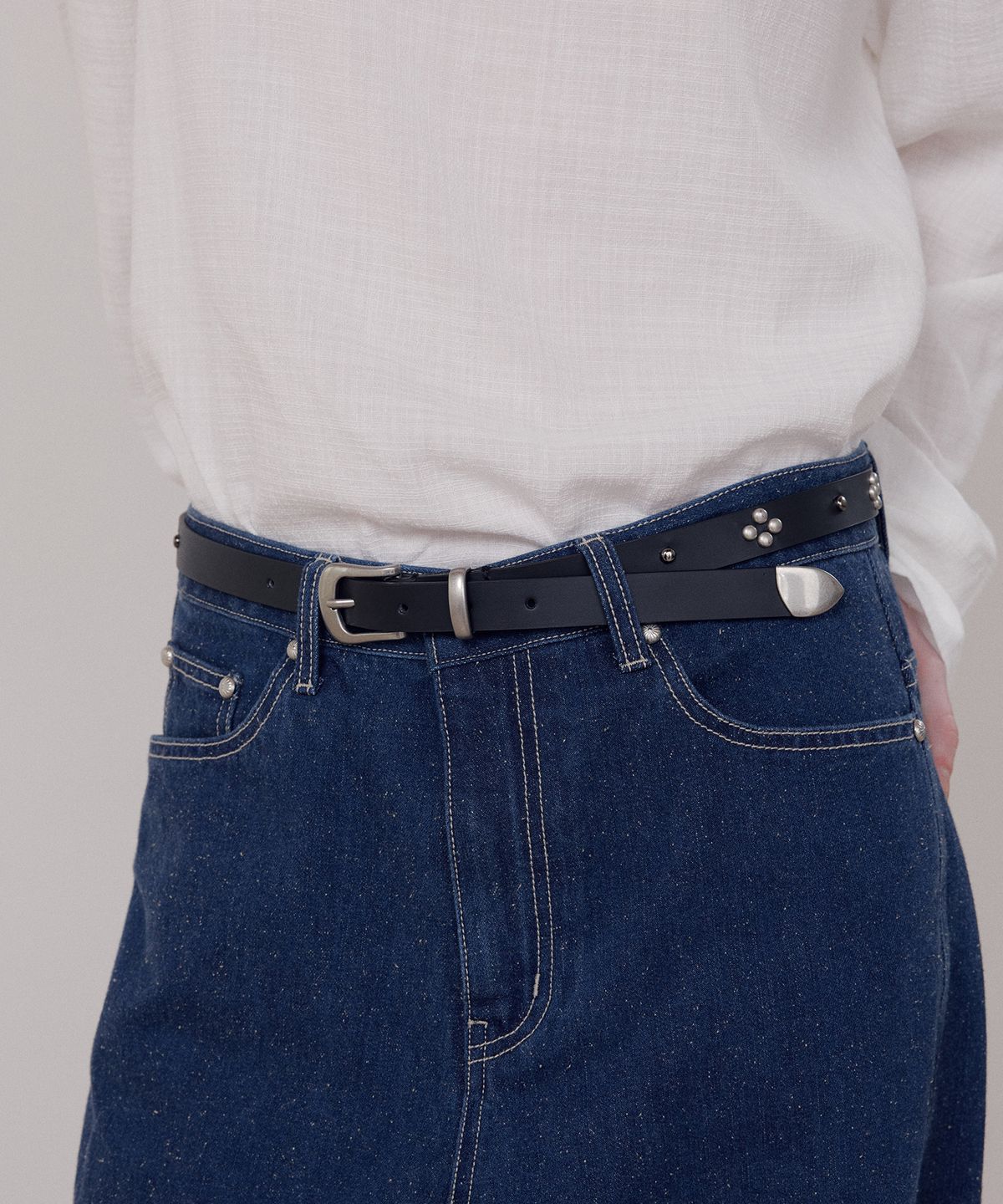 프리터(FRITUR) Stud Leather Belt Black_F261AC01