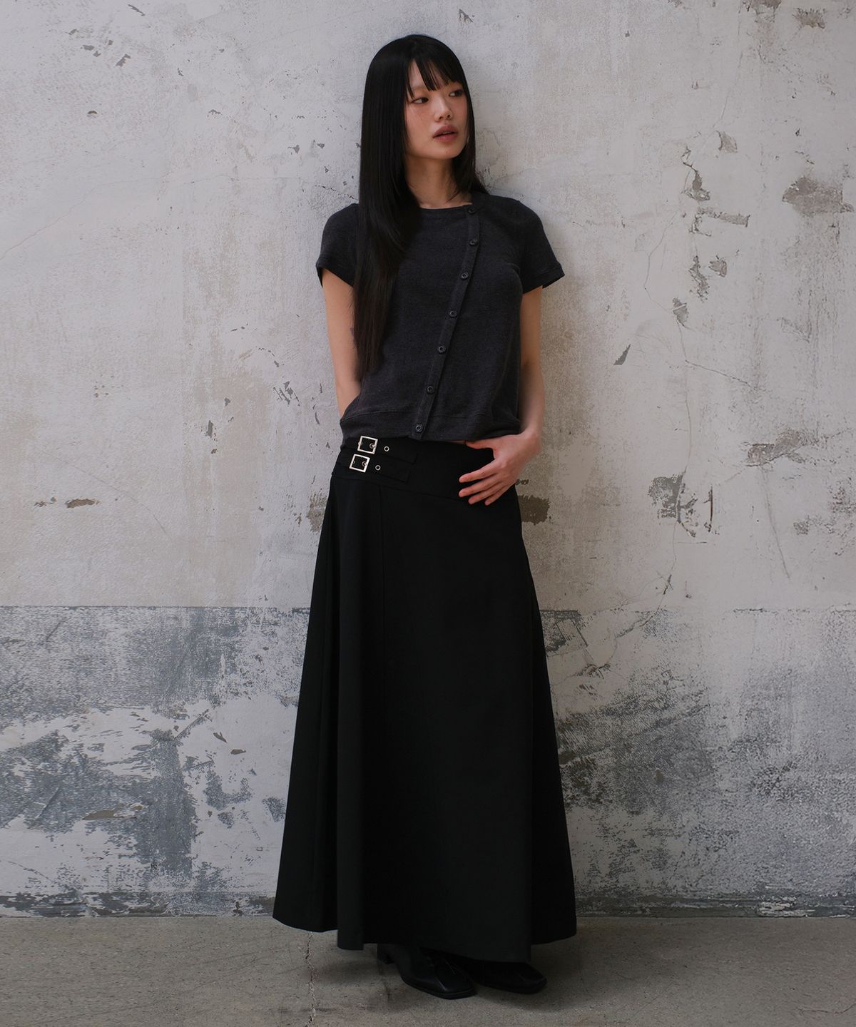 다이브인 우먼(DIVEIN WOMEN) FLARE LONG SKIRT (BLACK)