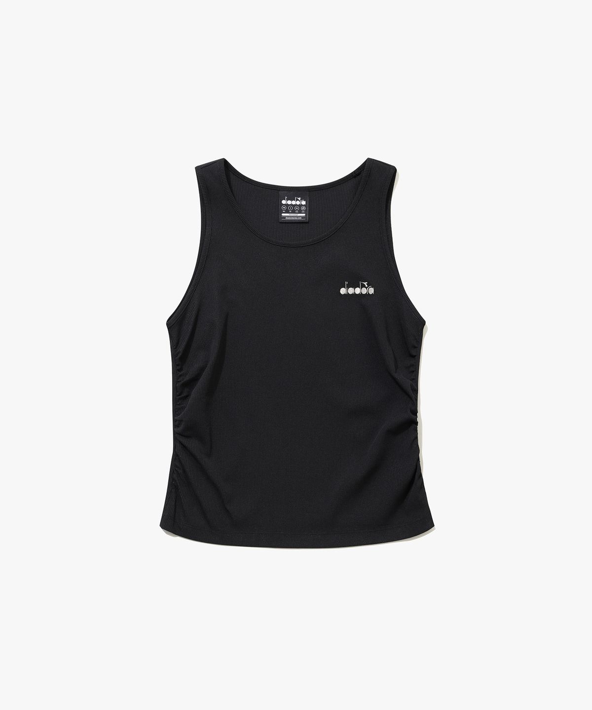 디아도라(diadora) 골지 셔링 슬리브리스 우먼 BLACK