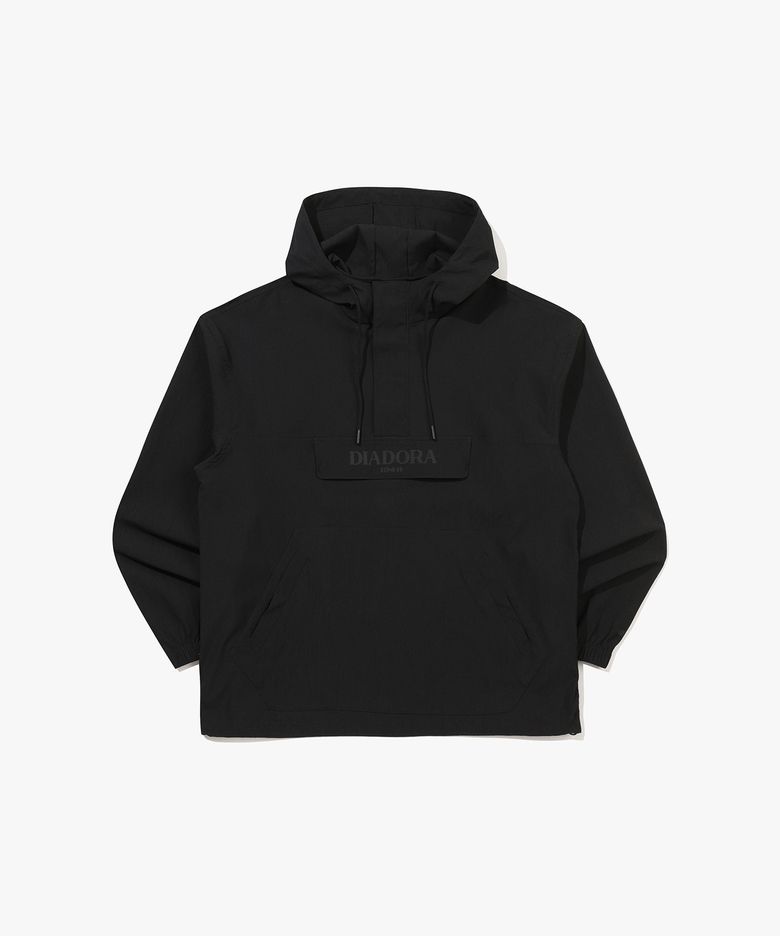마이크로 플리츠 후드 아노락 자켓 BLACK