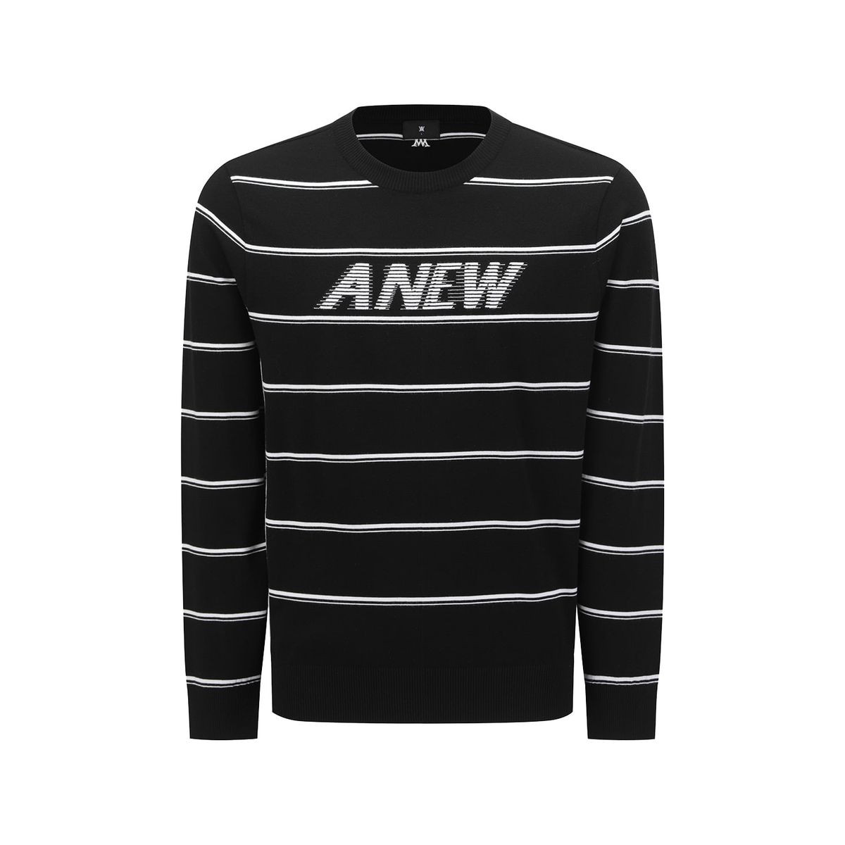 어뉴골프(ANEW GOLF) MEN STRIPE ROUND SWEATER_BK