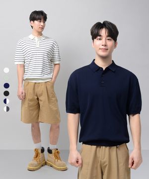 버튼 카라 썸머 쿨 크롭 반팔 니트 (6color)