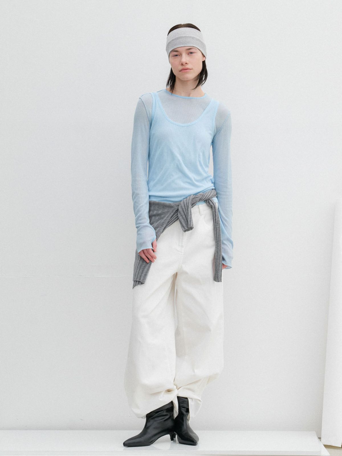 아틀리에 나인(ATELIER NAIN) AN INTERLOCK RIBBED SLIM SET-UP TEE S (T-7165)