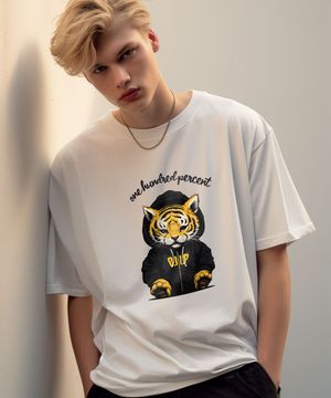 OHPXHARMONIA 베이비타이거 세미오버 반팔티셔츠