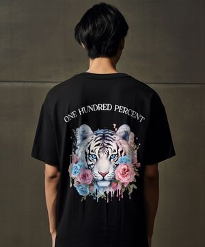 OHPxHARMONIA b화이트타이거 세미오버 반팔티셔츠