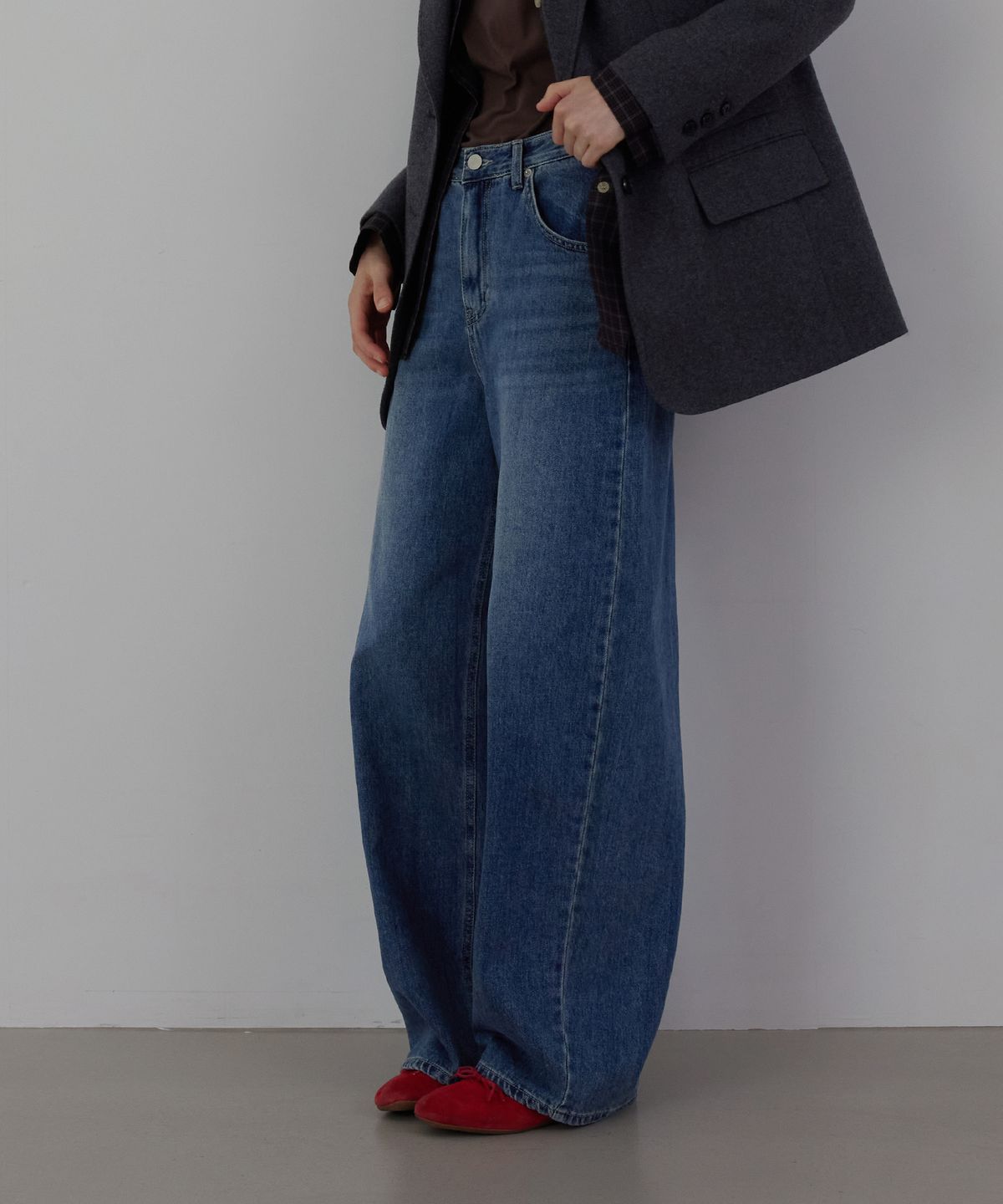 퀸스래빗(Q'SRB) Edit Curved Silhouette Denim Pants_Vintage Blue_4colors