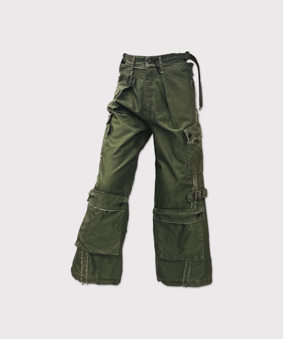 마이너스(MINUS) Slash Seam Twist Cargo Pants(PIGMENT DYED MOLESKIN) - OLIVE