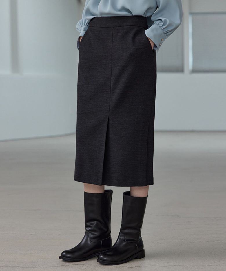 Slim Midi Pocket Skirt_Dark Charcoal