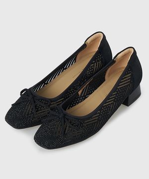 에디션 반짝이 큐빅 플랫슈즈 리본 스팽글 발레리나 단화 O56P167