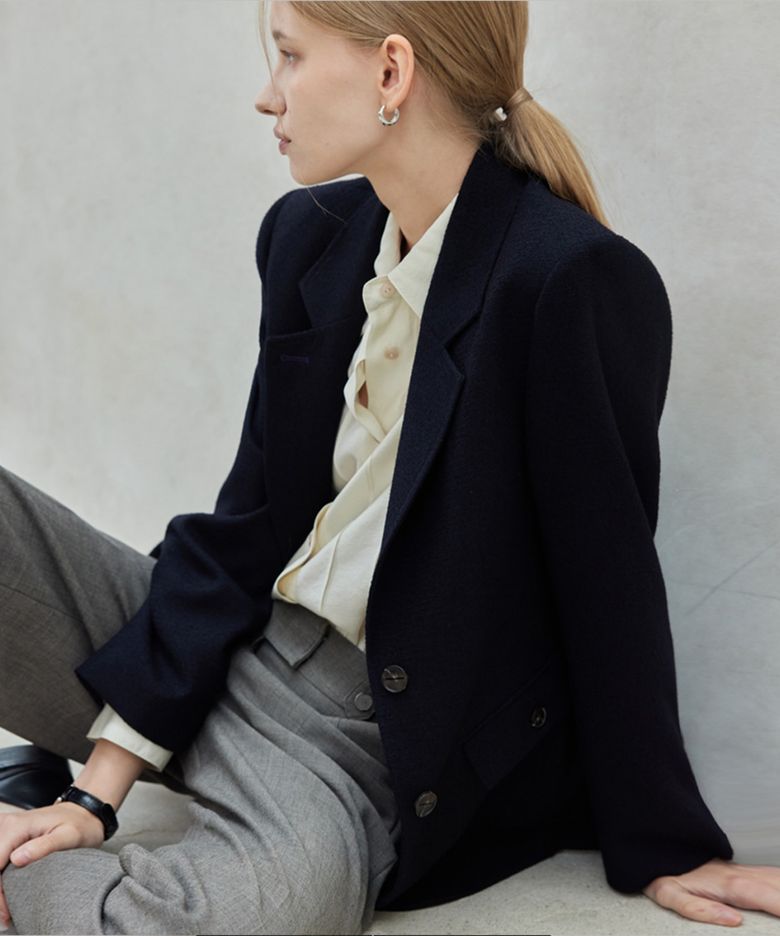 Tailored Back Point Jacket_Dark Navy