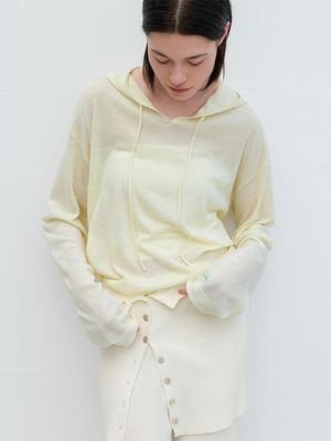 AN LIGHT WEIGHT HOODED KNIT (T-7186)