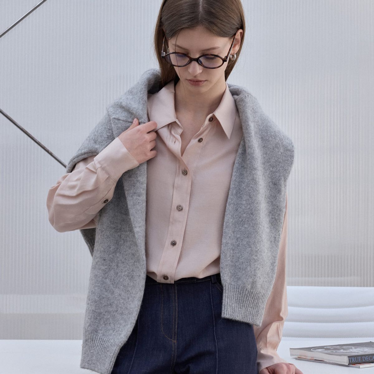 히이크(HYYK) Modal Shirts Blouse_Pink Beige