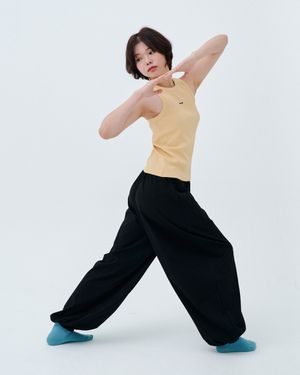 우든 비즈 하렘 팬츠 (블랙)