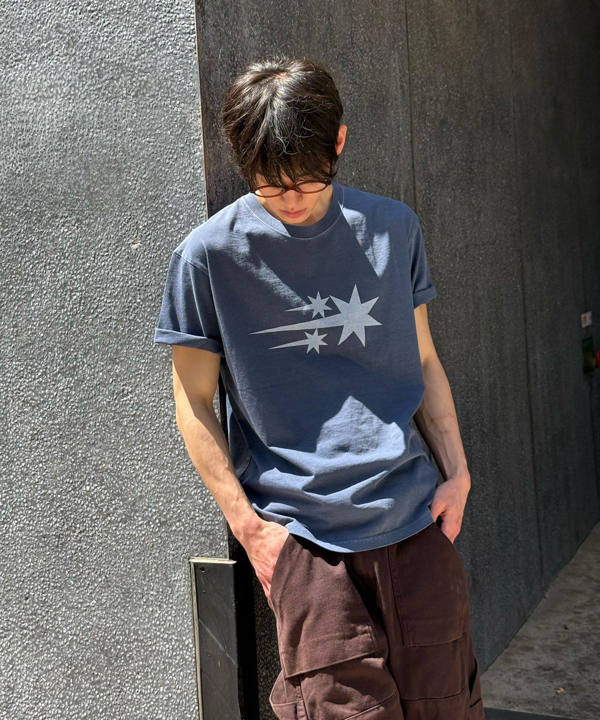 나이스고스트클럽(NICEGHOSTCLUB) 3STAR SYMBOL PIGMENT TEE_BLUE(NG2GMUT501A)