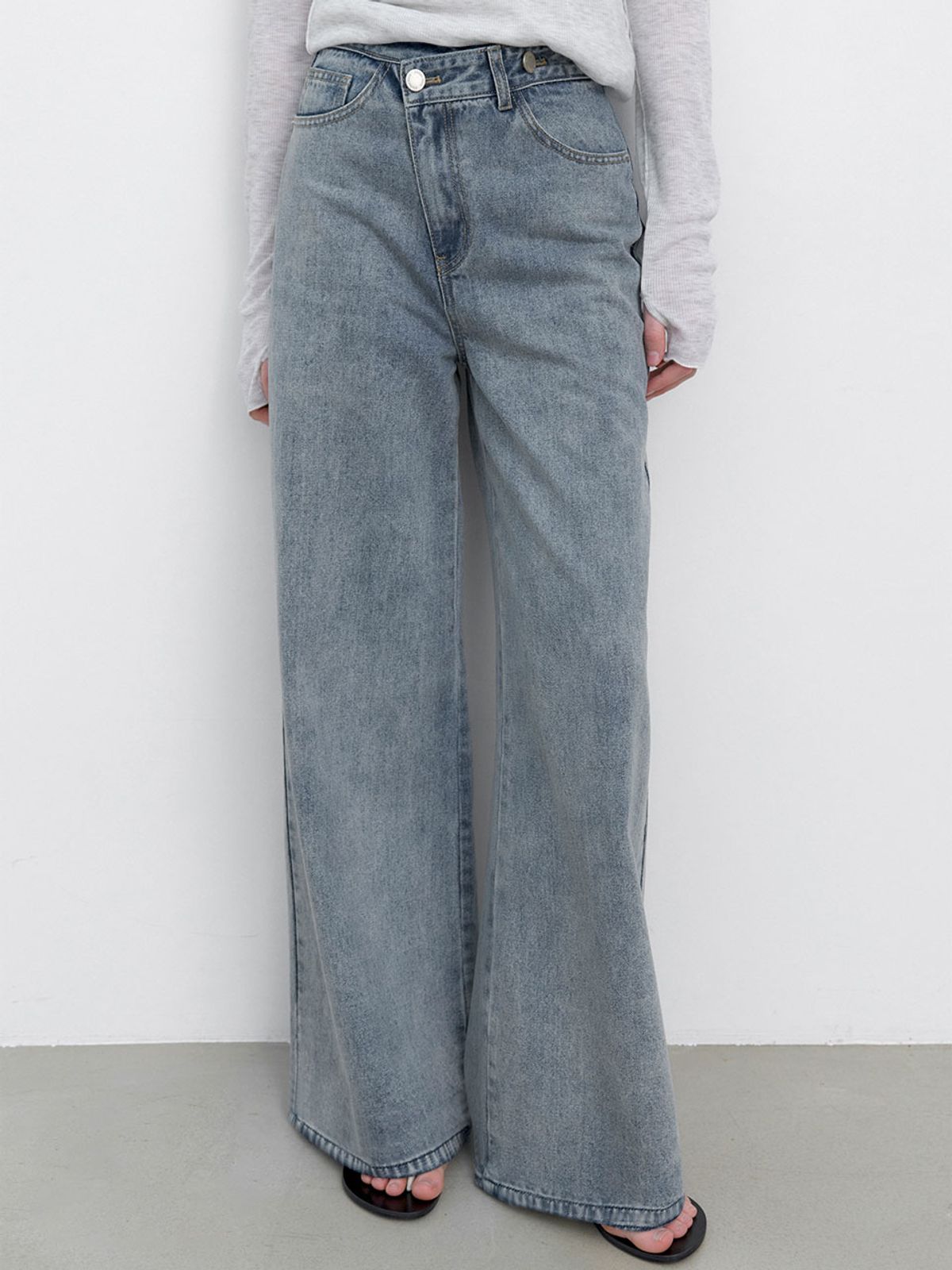 아틀리에 나인(ATELIER NAIN) TWO BUTTON UNBAL DENIM PANTS (PT-5796)