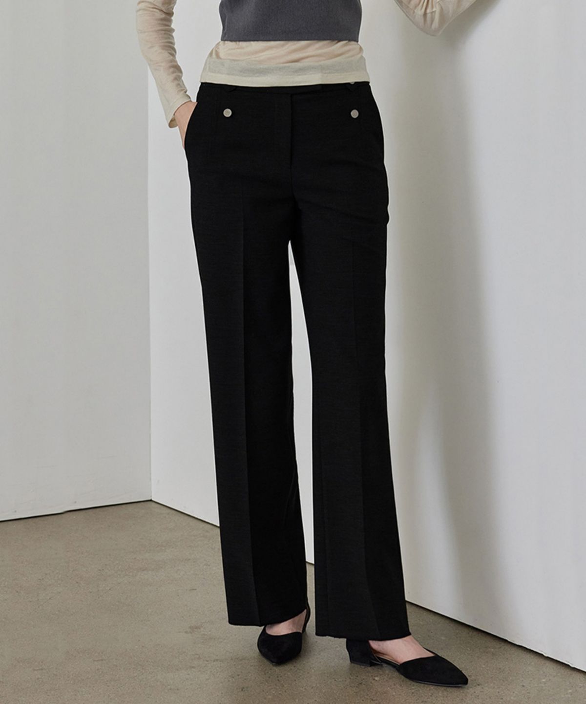 히이크(HYYK) Slim-wide Soft Trouser_Black