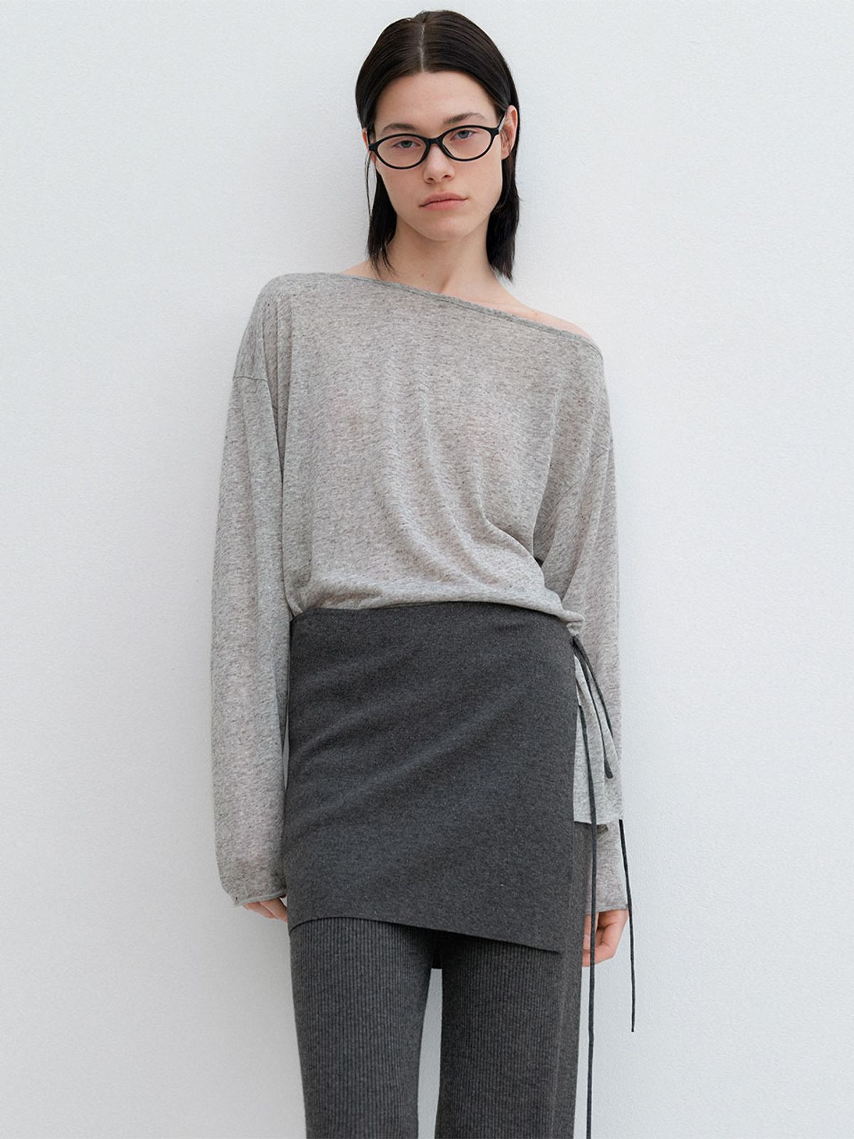 아틀리에 나인(ATELIER NAIN) AN LAYERD SKIRT SET SEMI BOOTS CUT KNIT PANTS S (PT-5740)