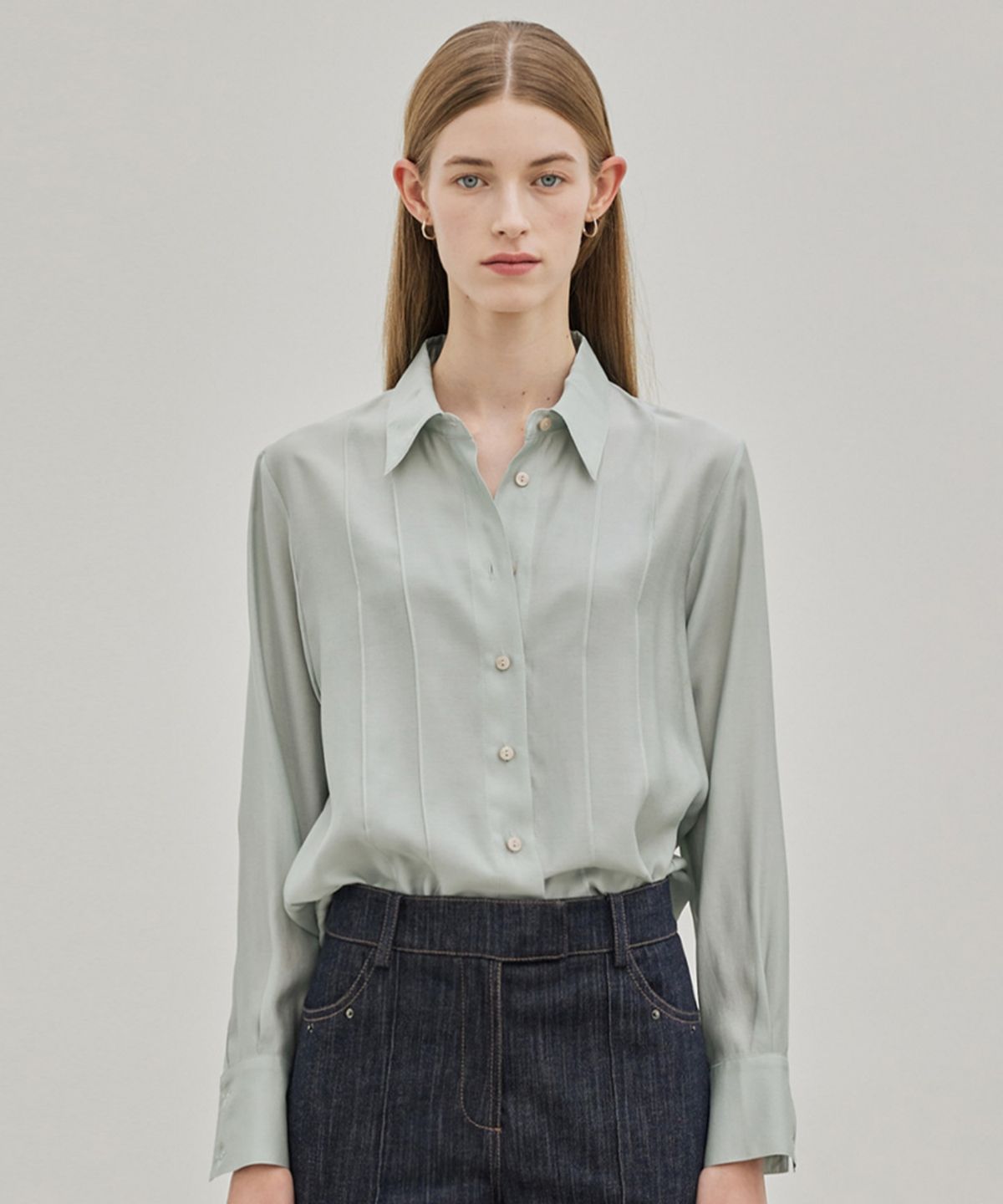히이크(HYYK) Modal Sheer Timeless Blouse_Mint