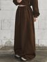 리벳 절개라인 와이드 트레이닝 팬츠 브라운