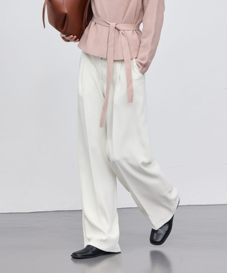 Basic Semi-Wide Pants_Ivory