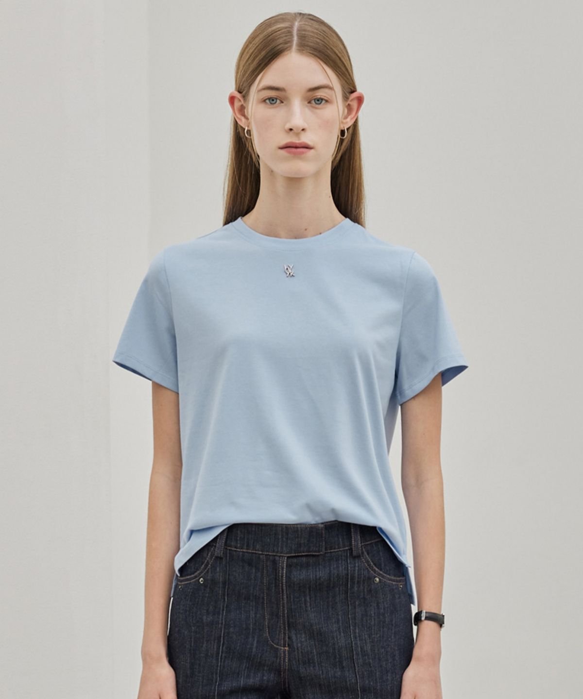 히이크(HYYK) Silky Cotton Span T-Shirt_Cobalt Blue