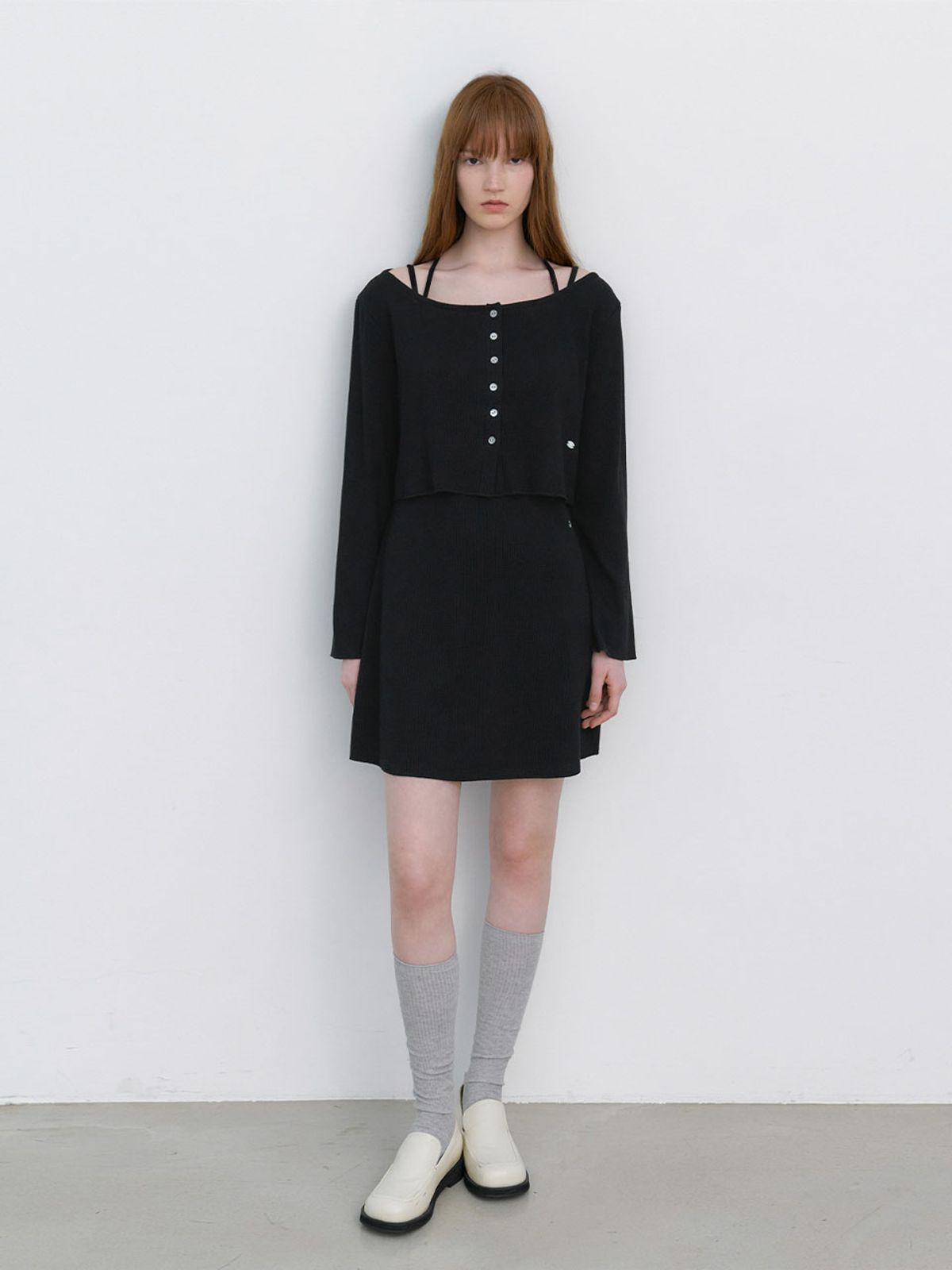 아틀리에 나인(ATELIER NAIN) CARDIGAN SET-UP WAFFLE DRESS S (OP-6343)