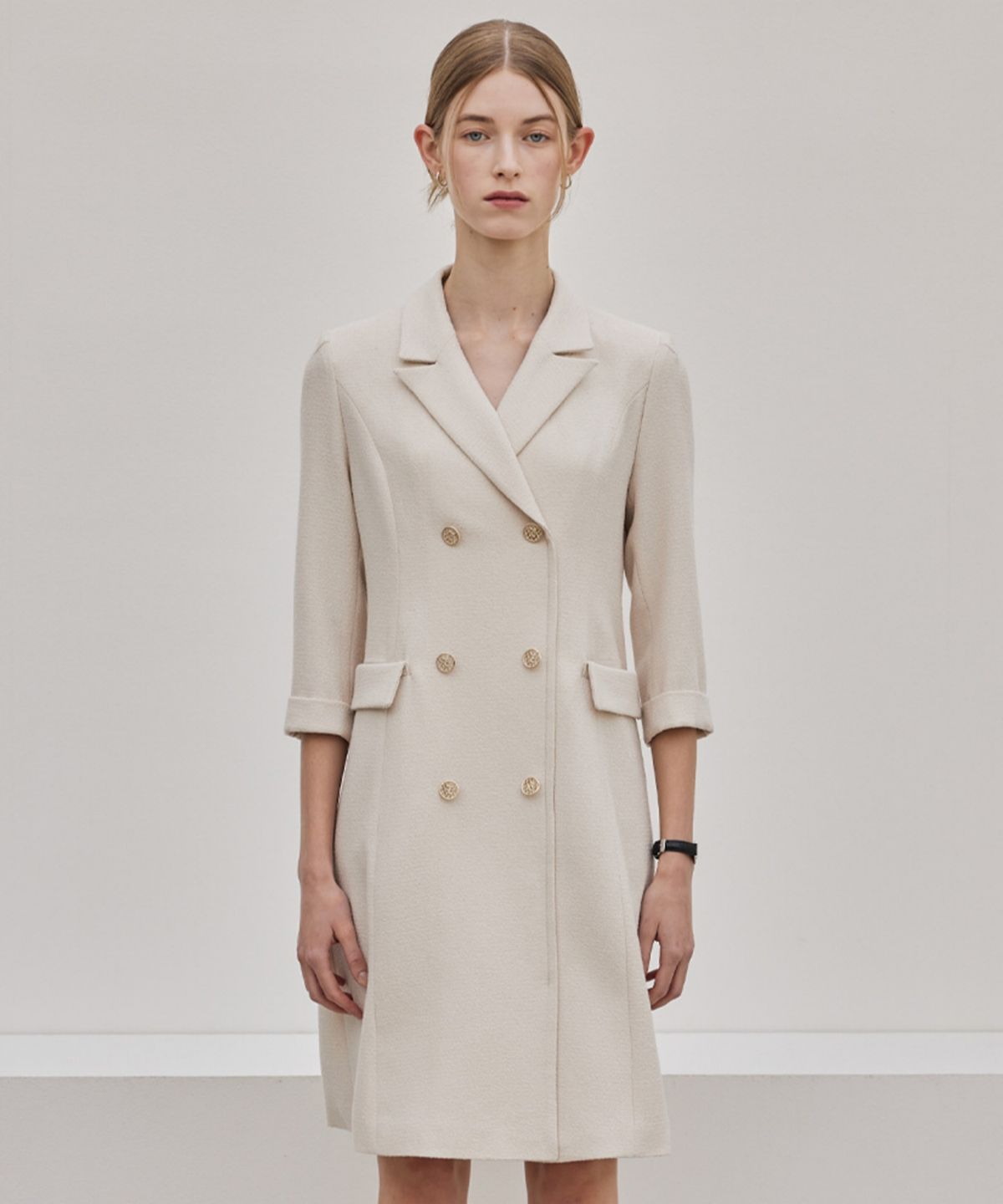 히이크(HYYK) Tailored Double-Breasted Dress_Beige